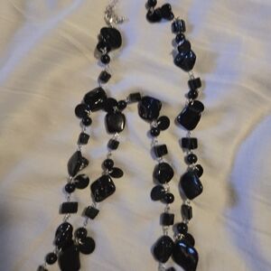 Elegant Black Beaded Necklace
